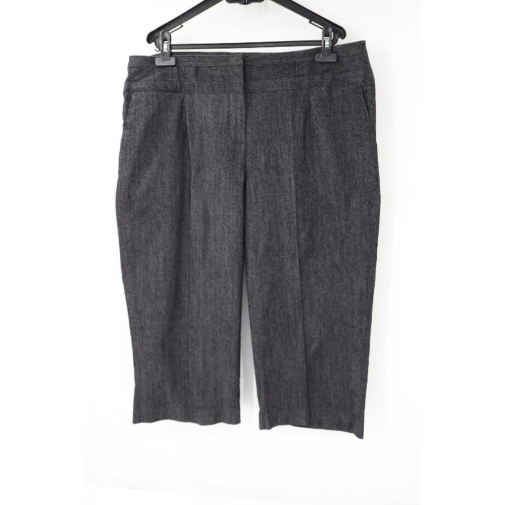 Sandro capris pants Womens 16W pleated gray cotton blend denim pockets